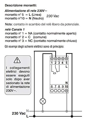 Perry 1IO6080 interruttore orario digitale giornaliero 2 DIN