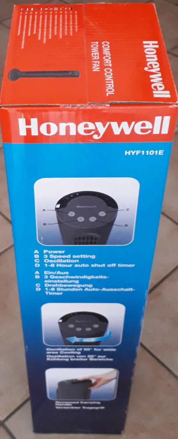 Honeywell HYF1101E ventilatore a torre grigio con timer