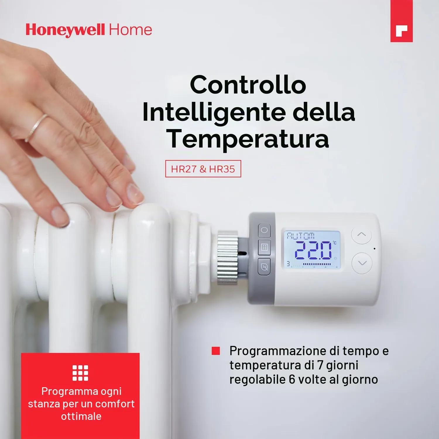 Honeywell Home HR35 ETRV valvola termostatica x2 programmabile
