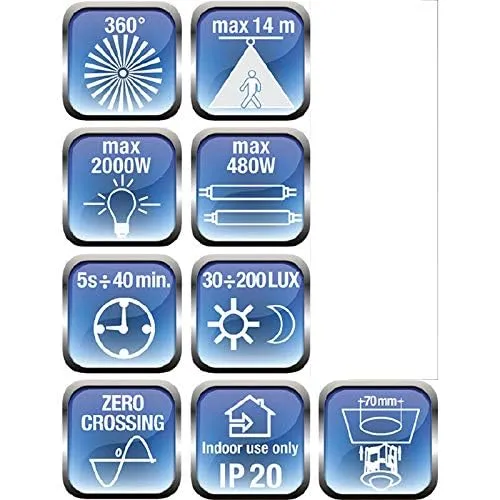 Perry 1SP SP020 rilevatore presenza incasso 360° 14m
