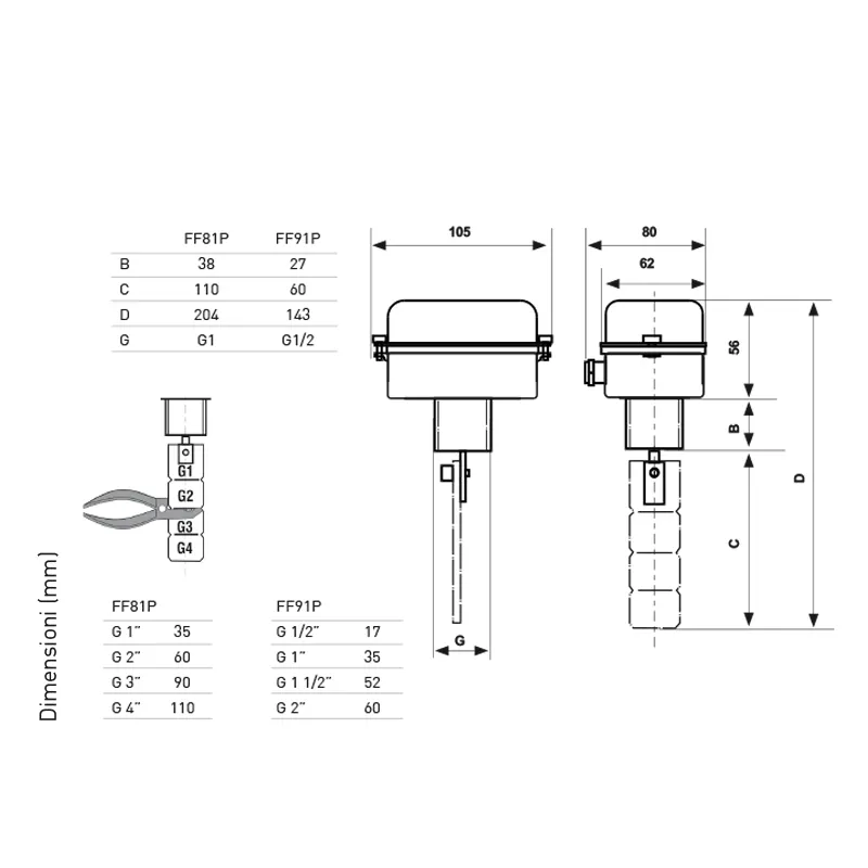 Fantini Cosmi FF81P-FF91P flussostato per tubazioni