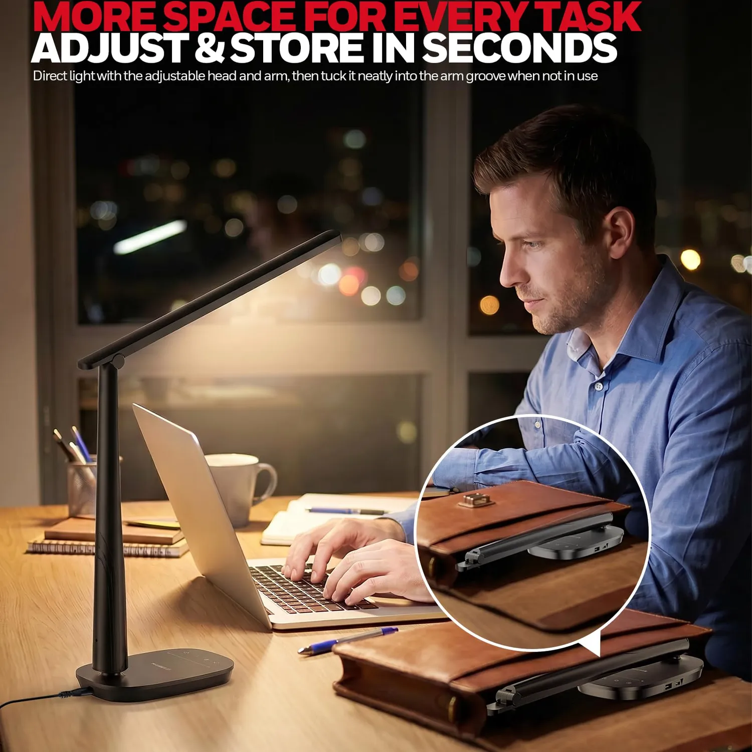 Honeywell lampada da scrivania LED nera USB dimmerabile spettro