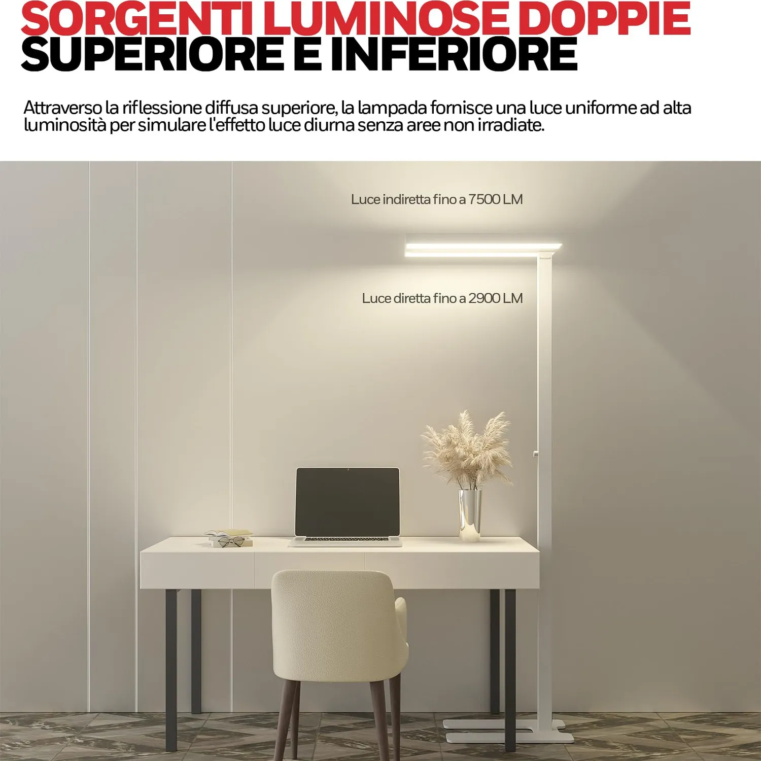 Honeywell Sunturalux piantana LED bianco 10400lm 100W