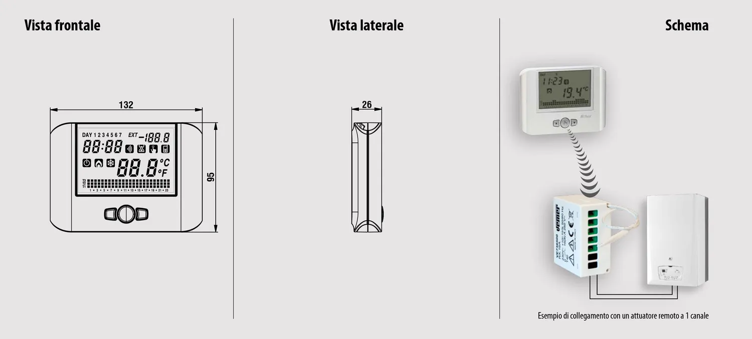 Vemer Mithos RF set cronotermostato wireless bianco settimanale
