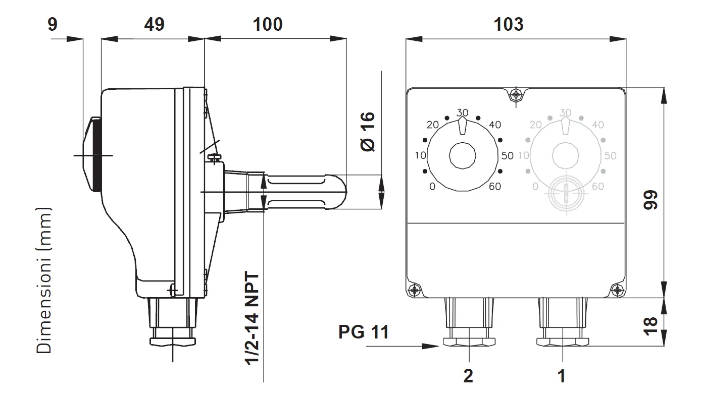 Fantini Cosmi 8P1 8P4 termostato immersione