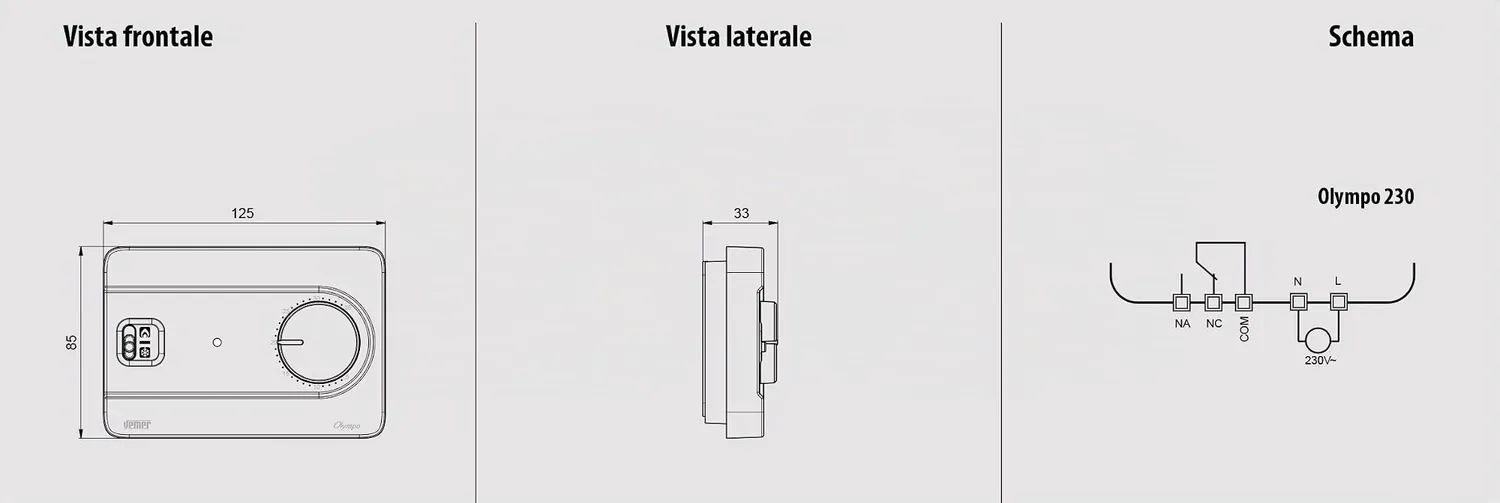Vemer Olympo VE757600 termostato ambiente nero a manopola