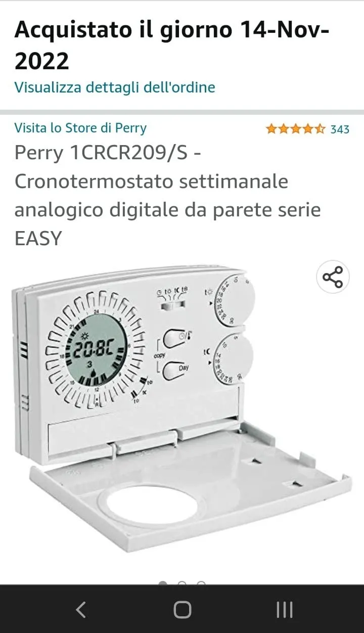 Perry Easy 1CRCR209/S cronotermostato settimanale 3V