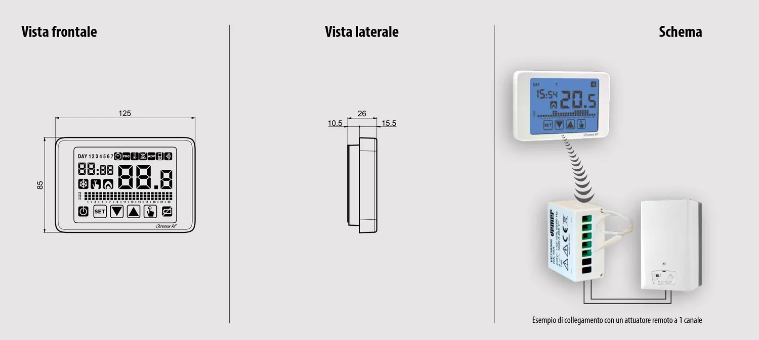 Vemer Chronos VE486700 cronotermostato wireless bianco RF