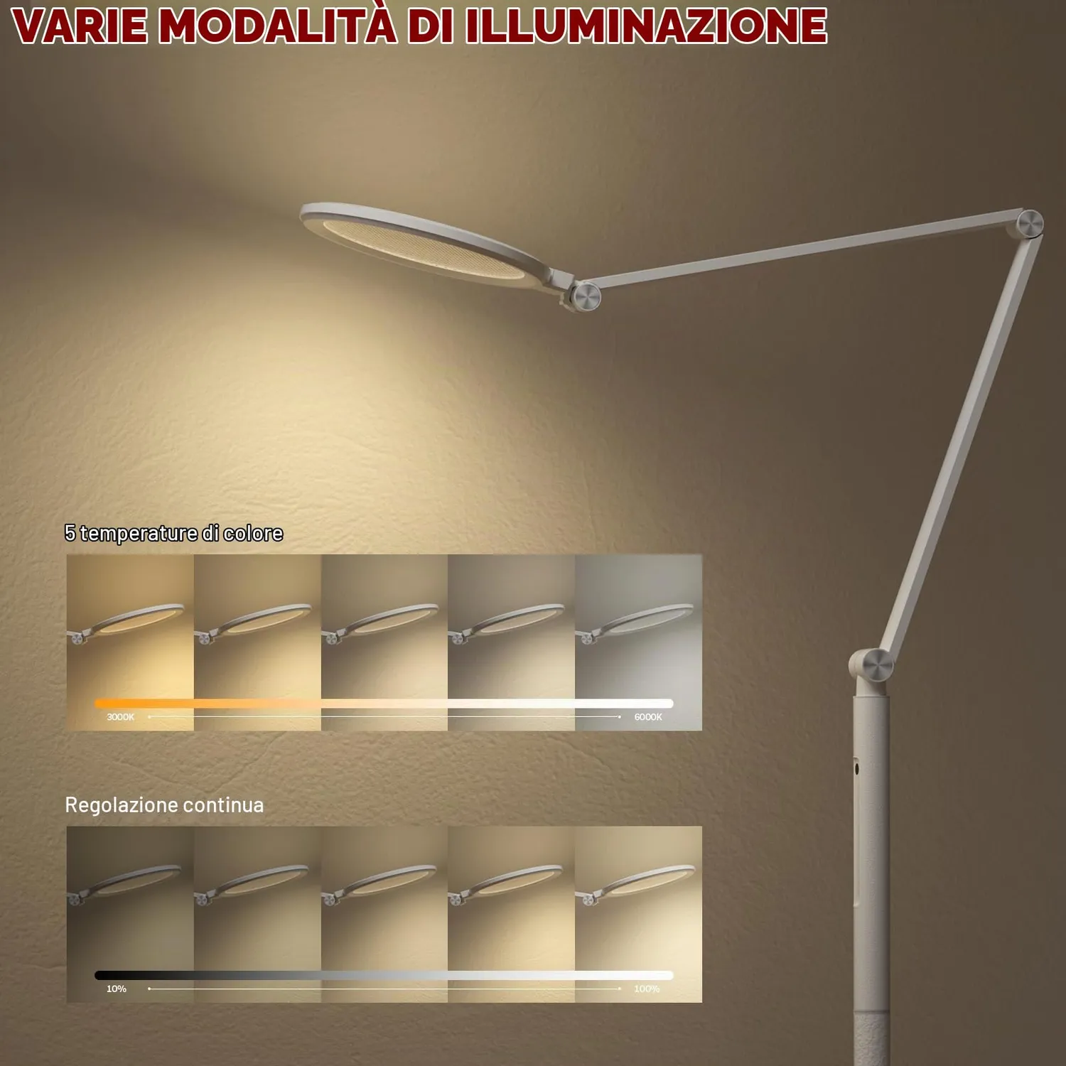 Honeywell F01 lampada da terra LED dimmerabile bianca