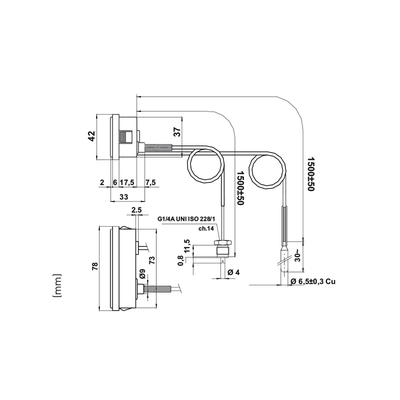 Fantini Cosmi 540 termometro quadrante rettangolare