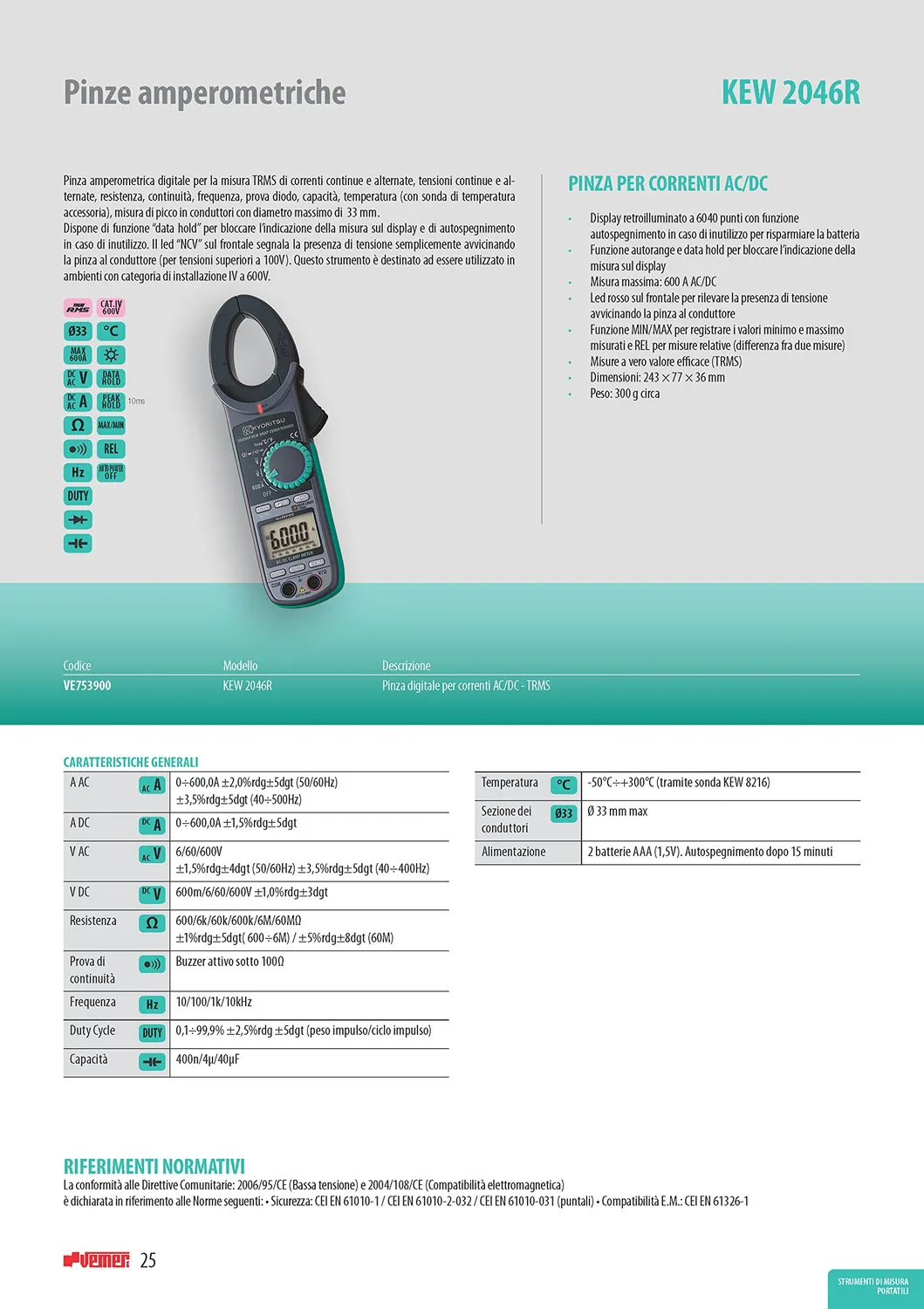 Kyoritsu KEW 2046R pinza amperometrica TRMS grigia