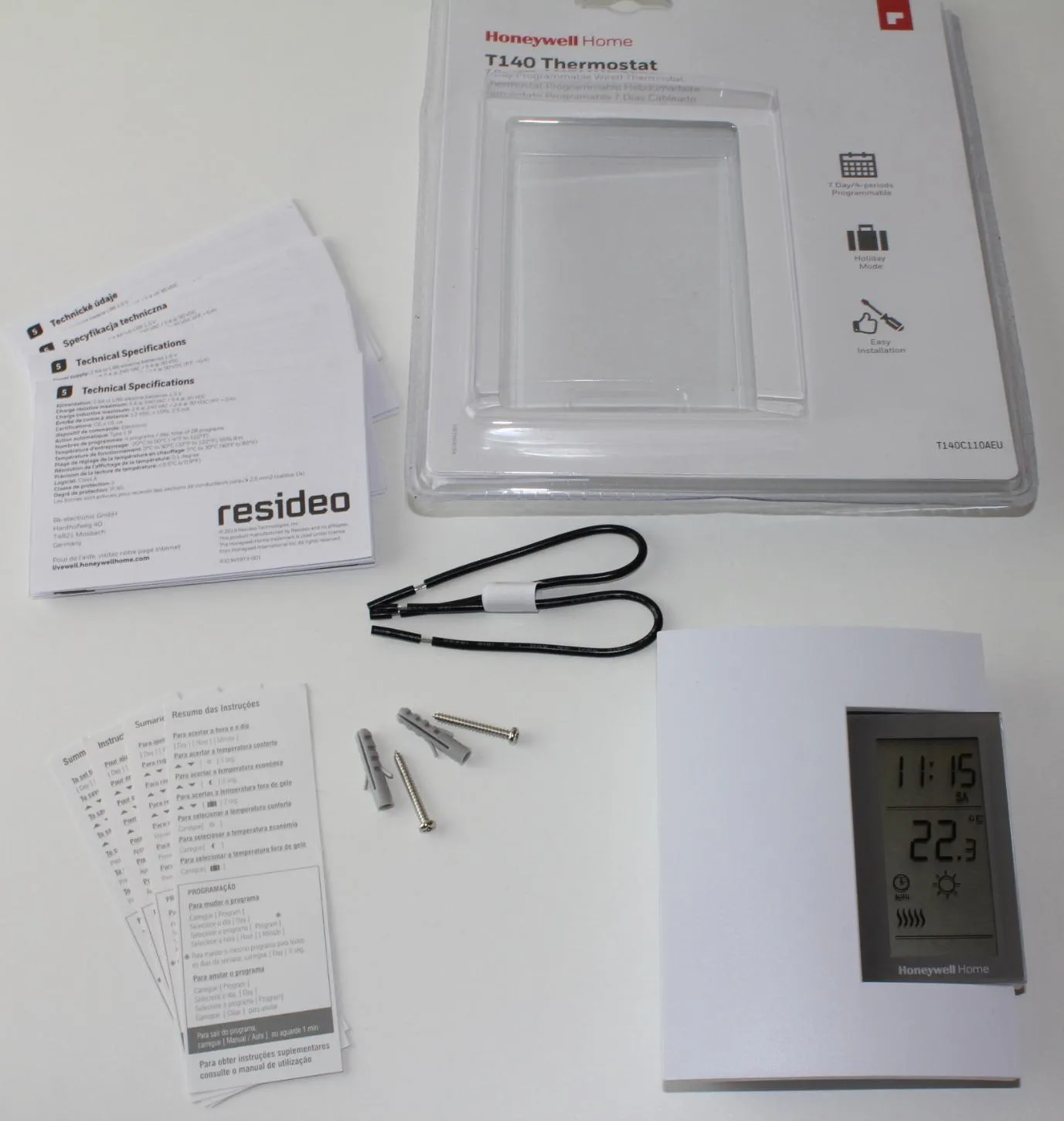 Honeywell T140 T140C110AEU Cronotermostato Settimanale Bianco