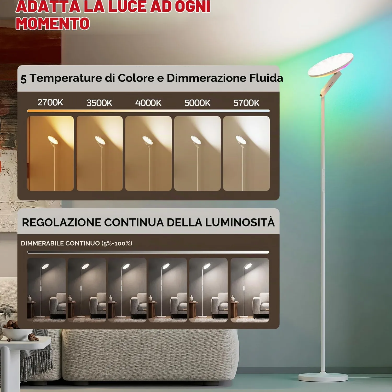Honeywell Sunturalux F2 piantana LED 40W RGB telecomando