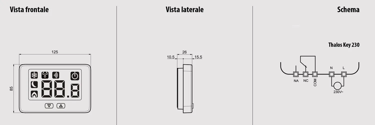 Vemer Thalos Key VE720900 termostato parete 230V bianco