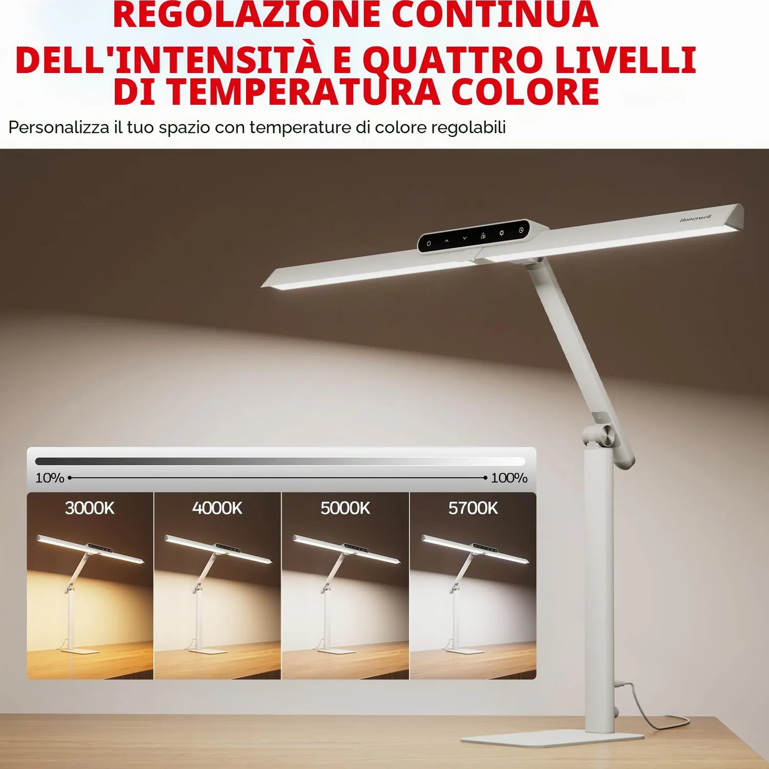Honeywell HJ1WT lampada scrivania LED bianca 1200 lm