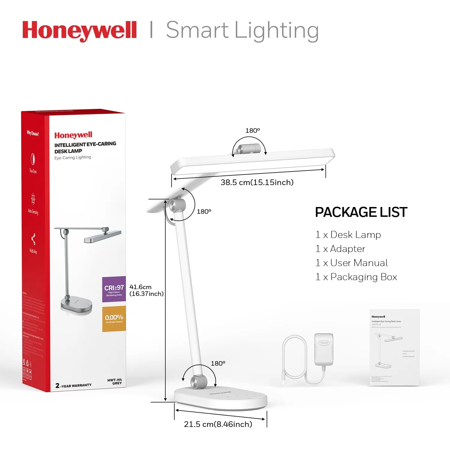 Honeywell HWT-H4 lampada scrivania LED bianca dimmerabile CRI97