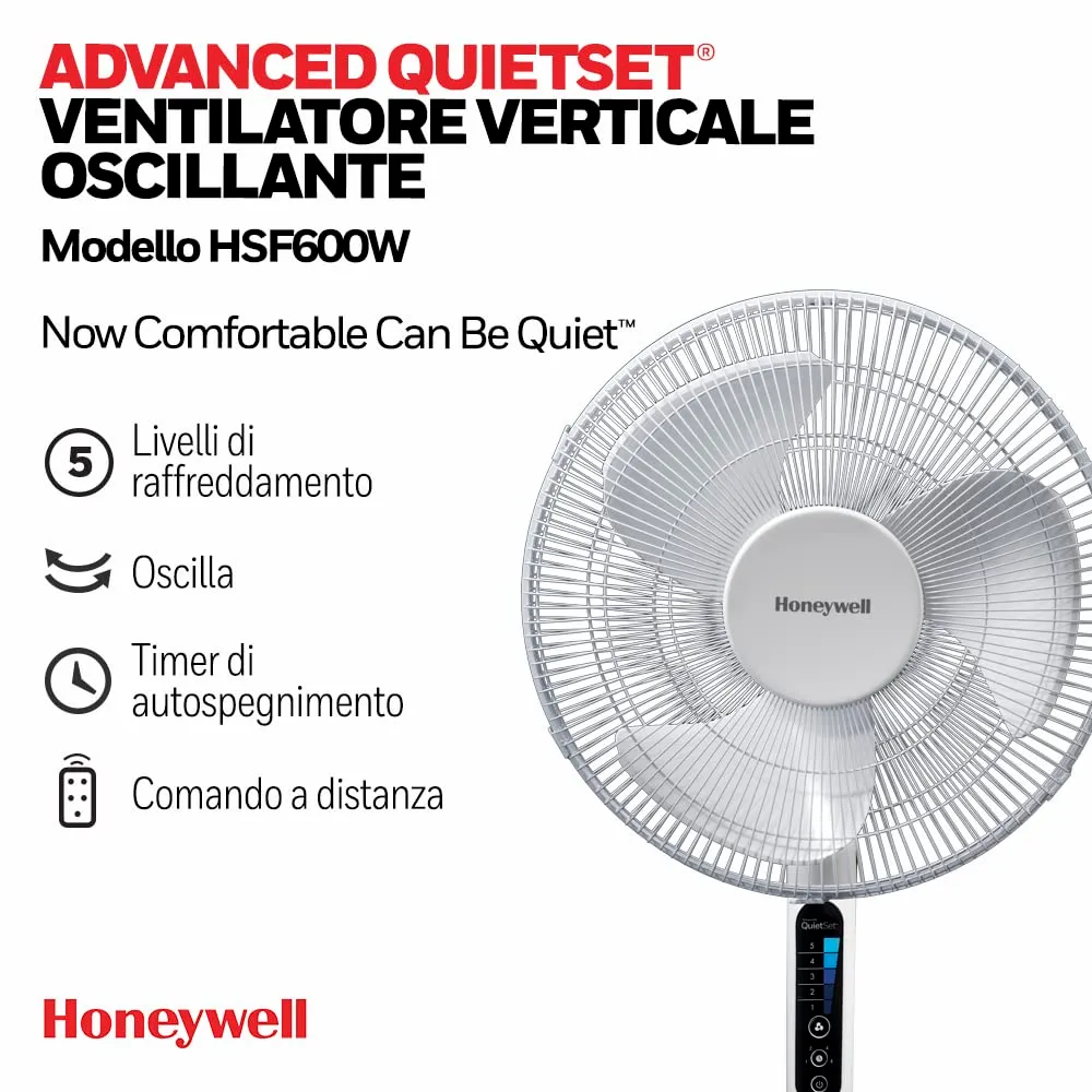 Honeywell QuietSet HSF600W ventilatore a piantana bianco silenzioso