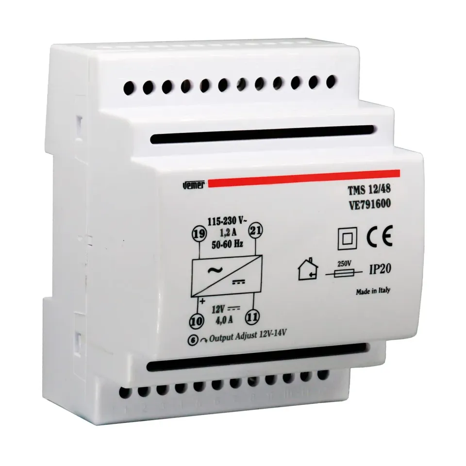 Vemer TMS 12/48 alimentatore 12V 48W barra DIN stabilizzato