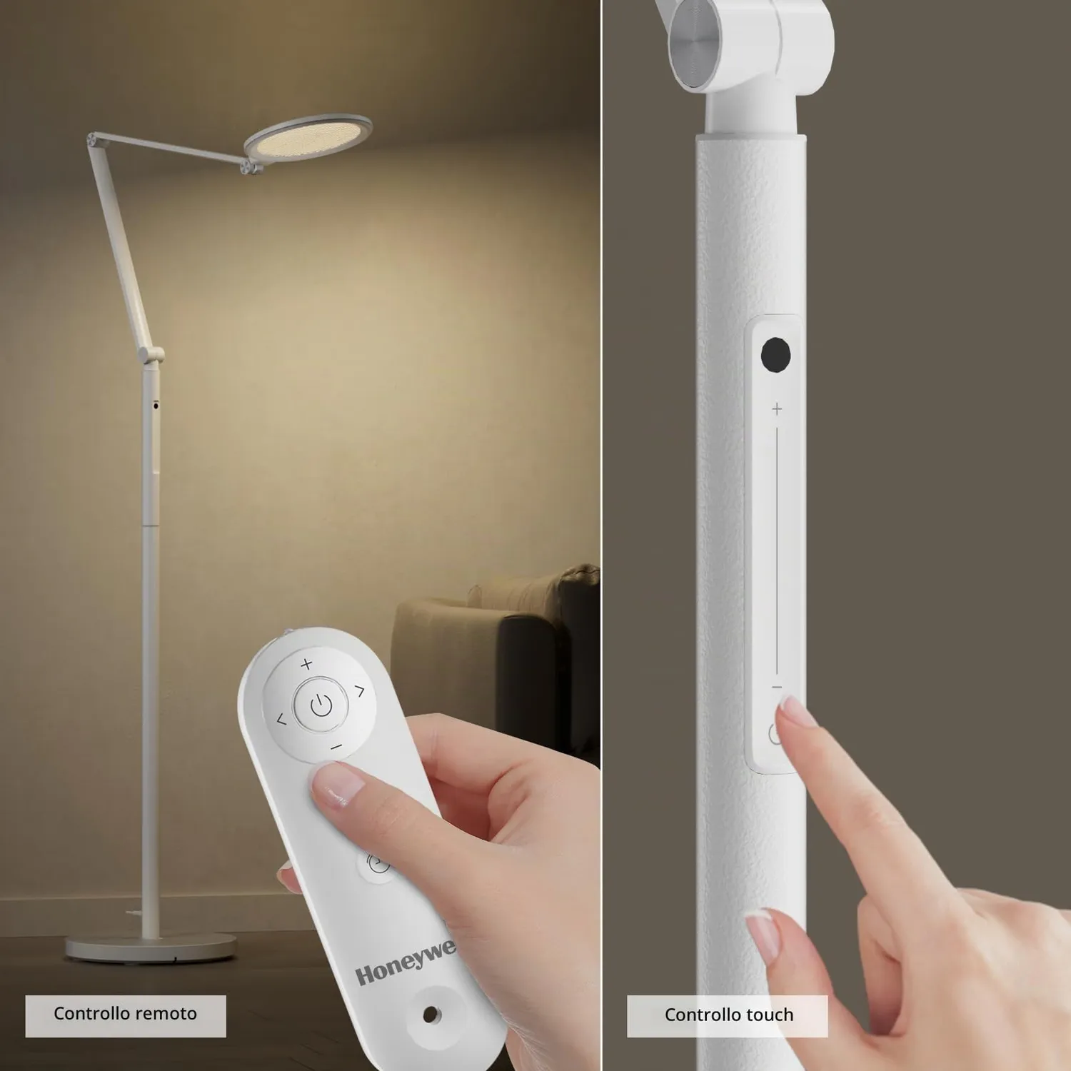 Honeywell F01 lampada da terra LED dimmerabile bianca