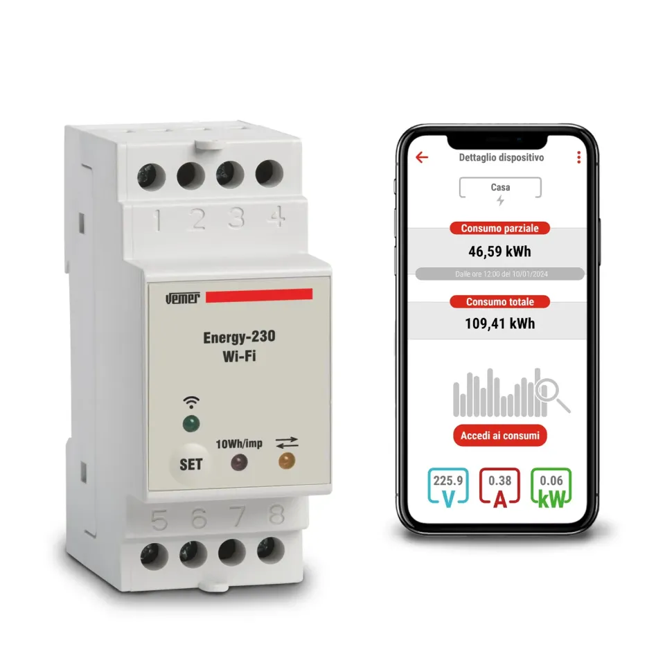Vemer Energy WiFi VE794600 Contatore Energia Monofase 40A