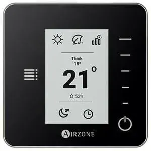 Airzone Think 8Z termostato nero cablato cromato