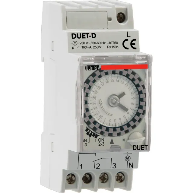 Vemer Duet-D VP879100 interruttore orario giornaliero 2 DIN 16A