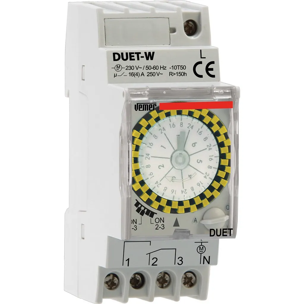 Vemer Duet-D VP879100 interruttore orario giornaliero 2 DIN 16A