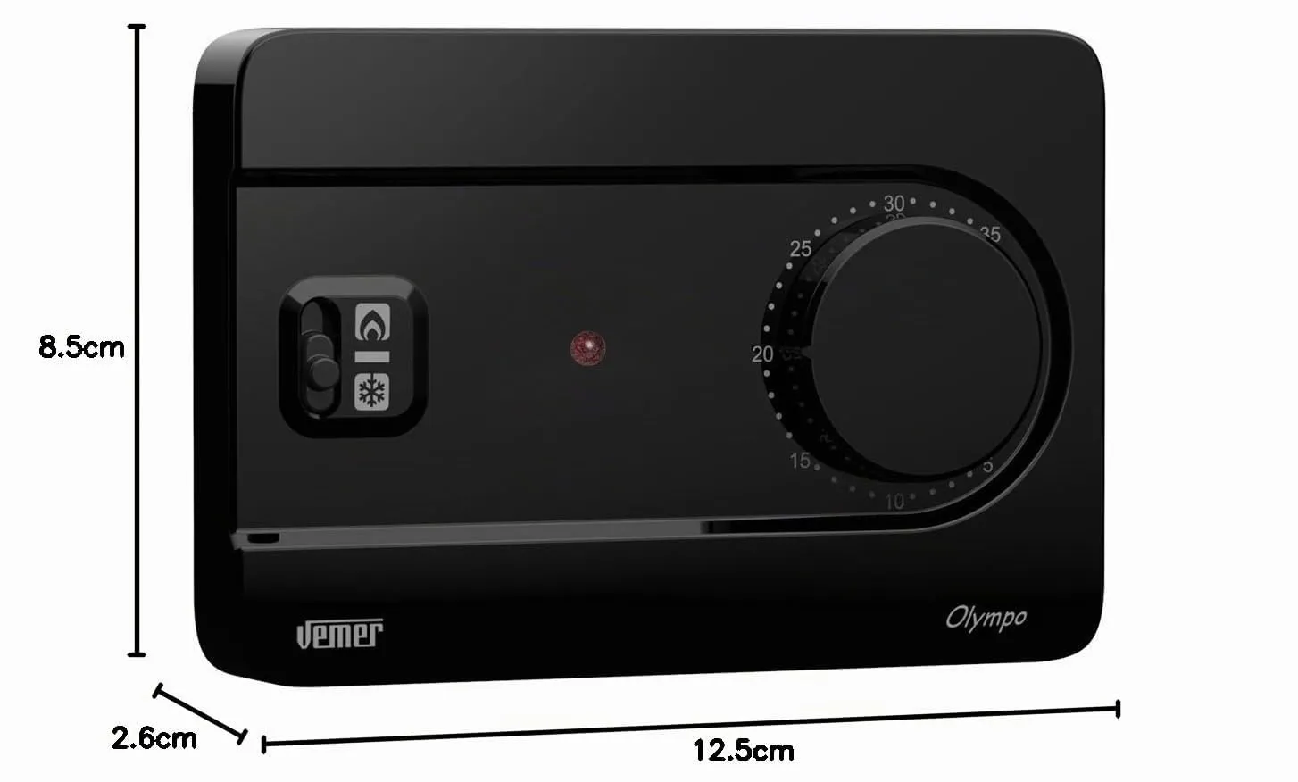 Vemer Olympo VE757600 termostato ambiente nero a manopola