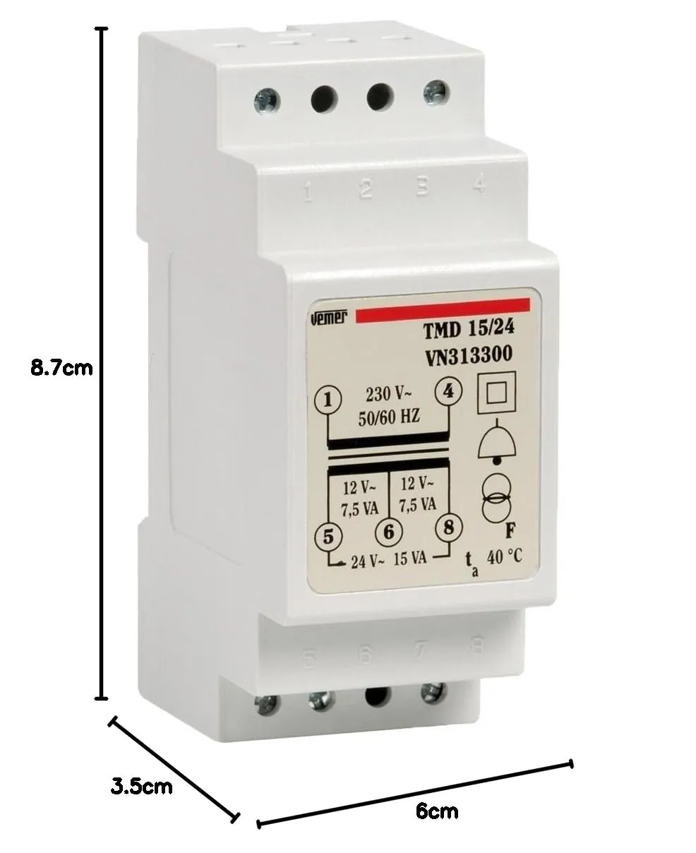 Vemer TMD 15/24 VN313300 trasformatore 24V 15VA DIN