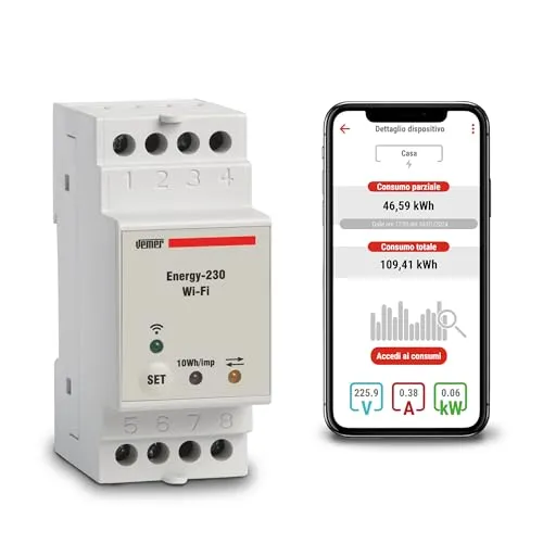 Vemer Energy WiFi VE794600 Contatore Energia Monofase 40A