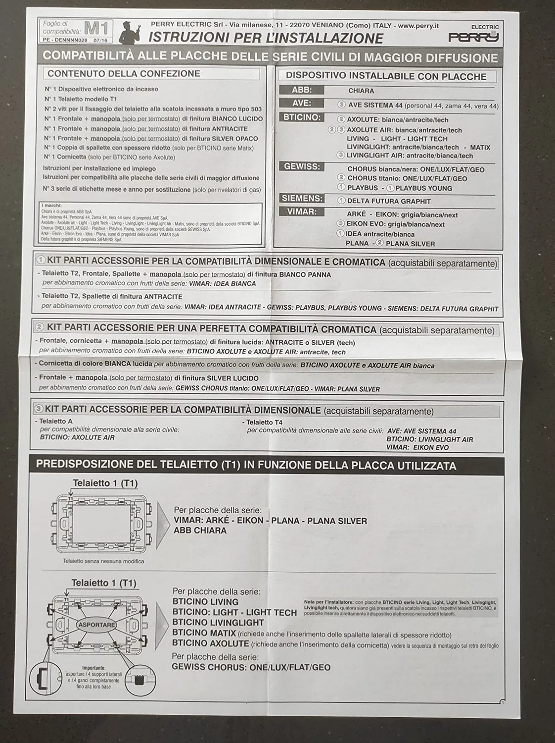 Perry Moon 1CR CDS27 Cronotermostato da Incasso Touch 230V