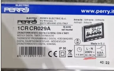 Perry 1CRCR029A cronotermostato parete settimanale nero