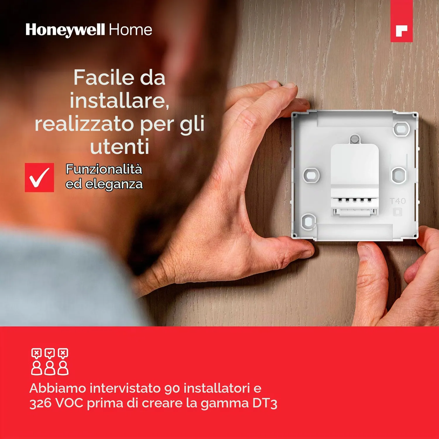Honeywell Home DT3 termostato cablato nero LED