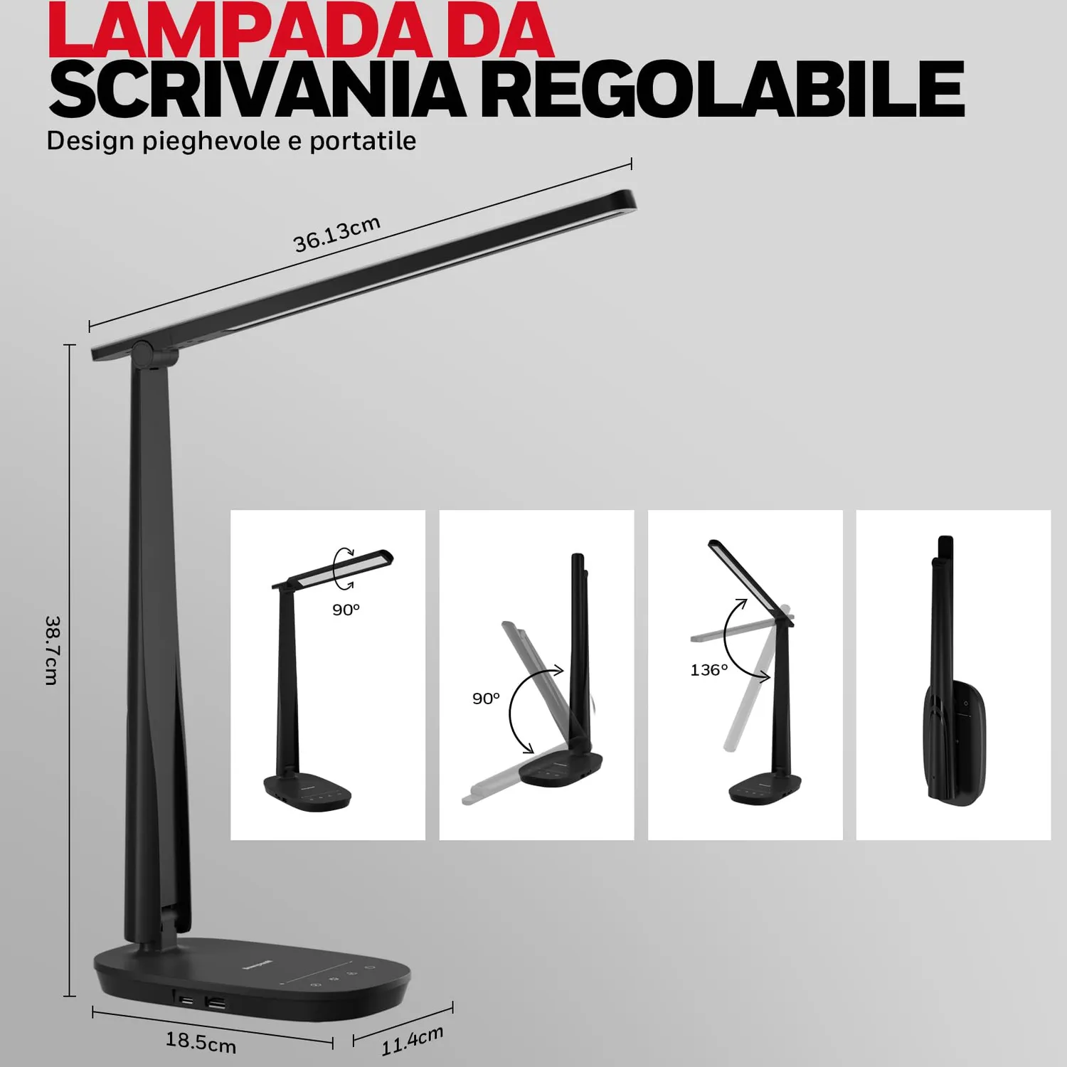 Honeywell HWT-H2 lampada scrivania LED nera USB-C