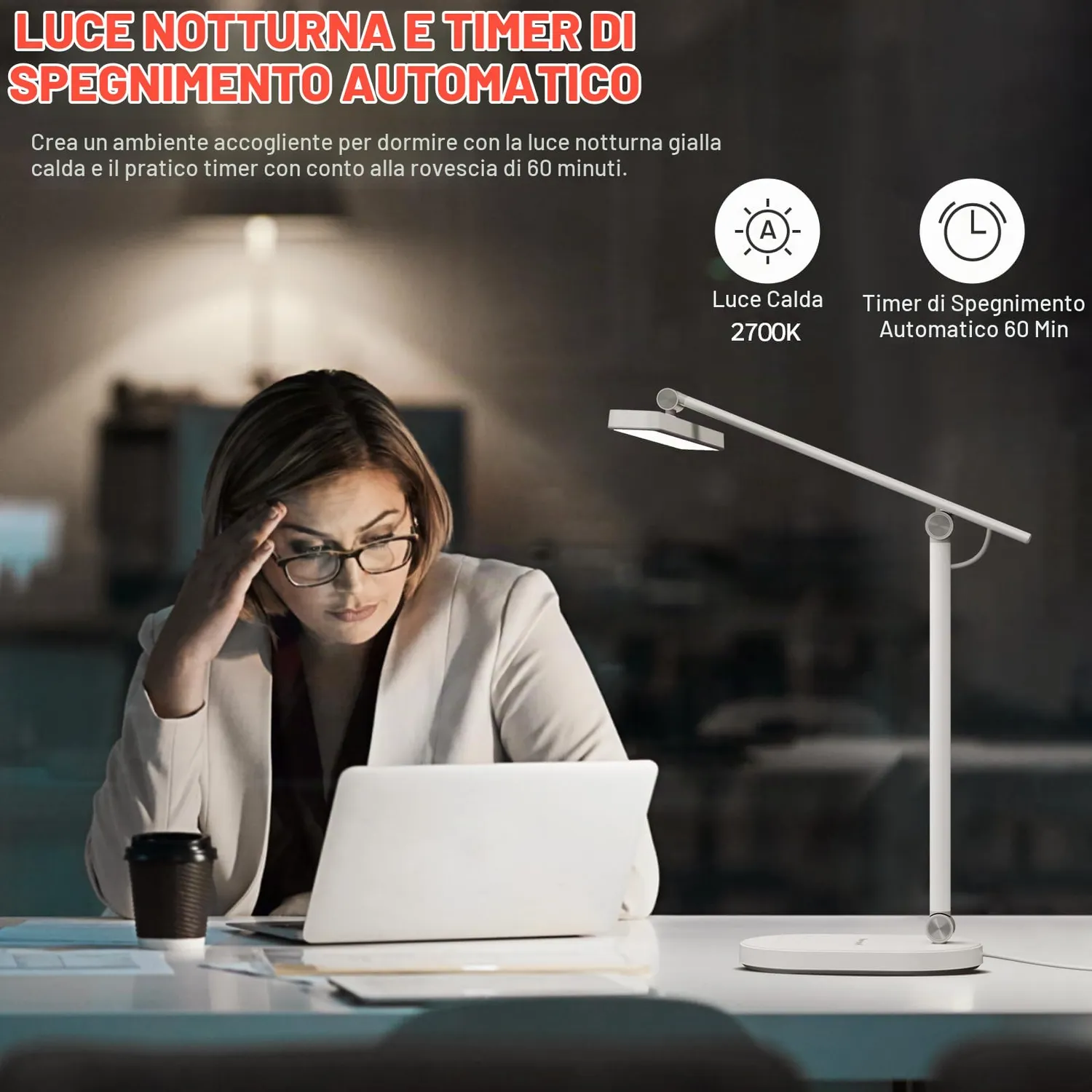 Honeywell HWT-H4 lampada scrivania LED bianca dimmerabile CRI97