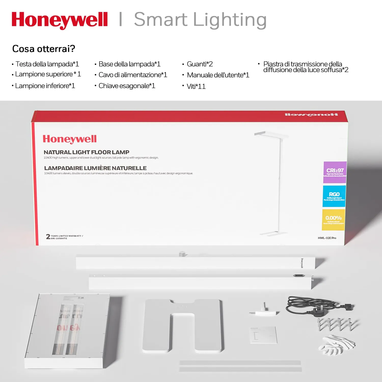 Honeywell Sunturalux piantana LED bianco 10400lm 100W