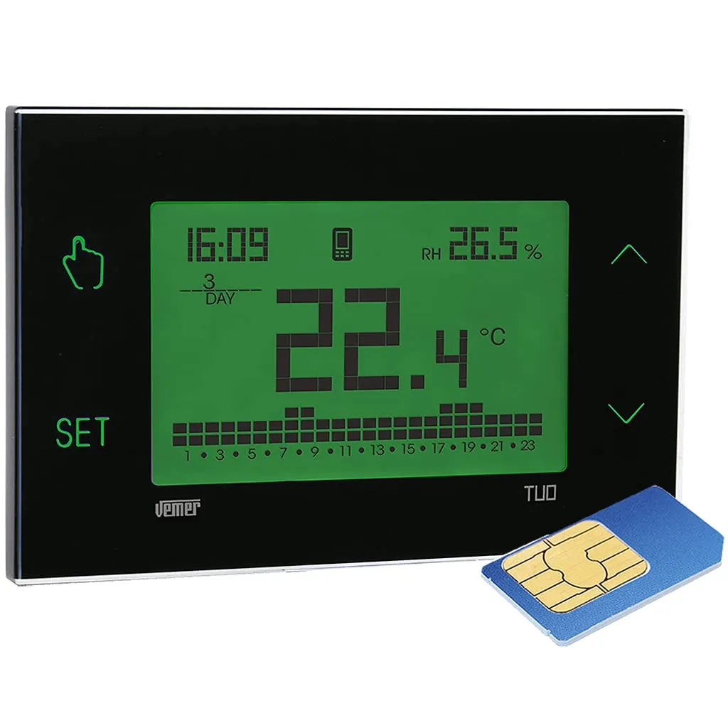 Vemer TUO GSM VE771900 Cronotermostato Nero con SIM