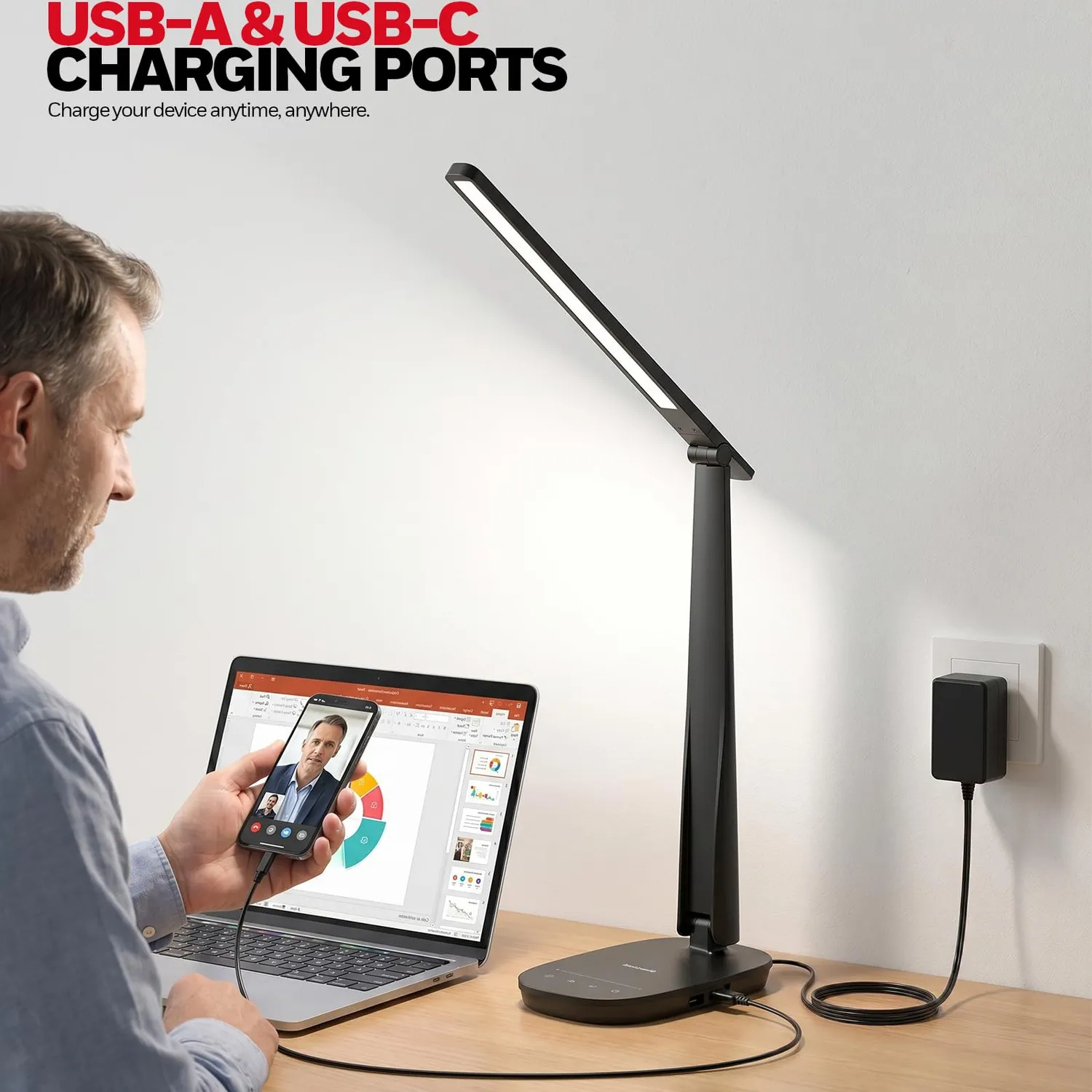 Honeywell lampada da scrivania LED nera USB dimmerabile spettro