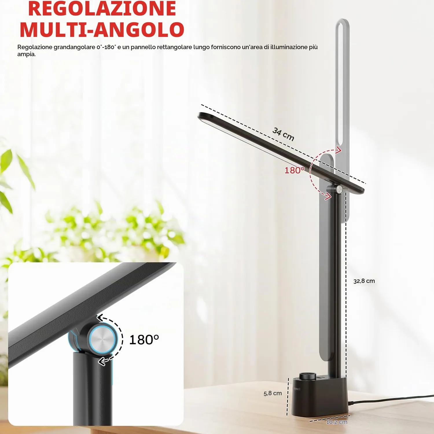 Honeywell HWL-H01 lampada scrivania LED nera USB