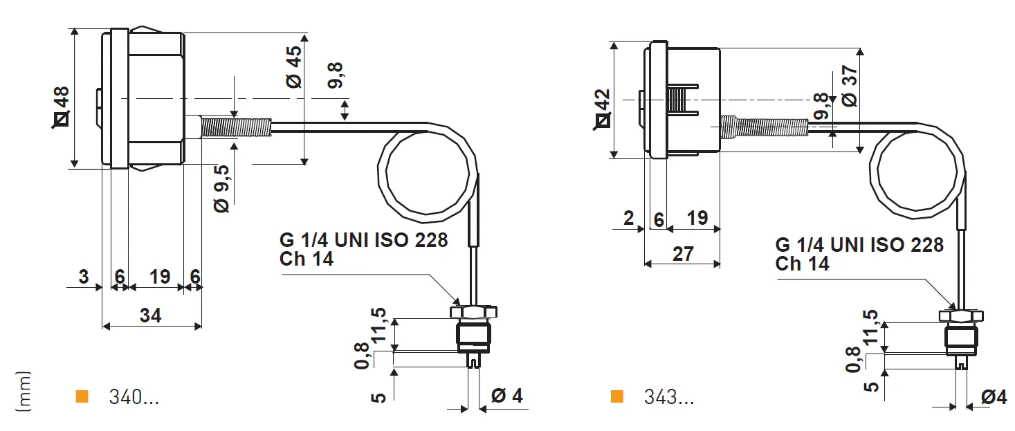 Fantini Cosmi 343-340 manometro quadrante quadrato