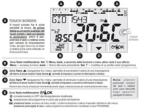Perry Moon 1CR CDS27 Cronotermostato da Incasso Touch 230V