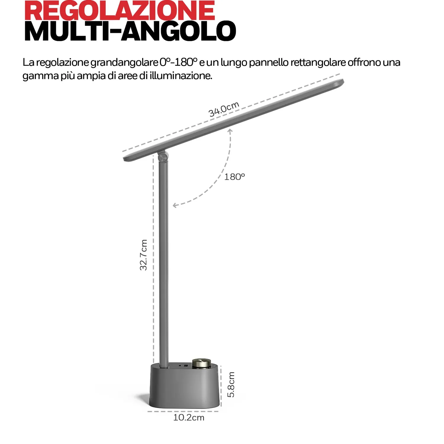 Honeywell HWT-H01 lampada da scrivania LED grigia pieghevole