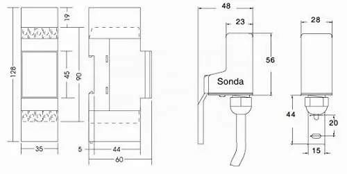 Perry 1IC7051 interruttore crepuscolare DIN 230V con sonda 2 moduli