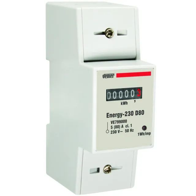 Vemer Energy 230 D80 VE799000 Contatore Energia DIN 80A 2 Moduli