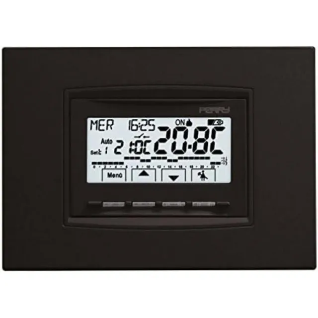 Perry 1CRCDS28 cronotermostato da incasso nero a batterie settimanale