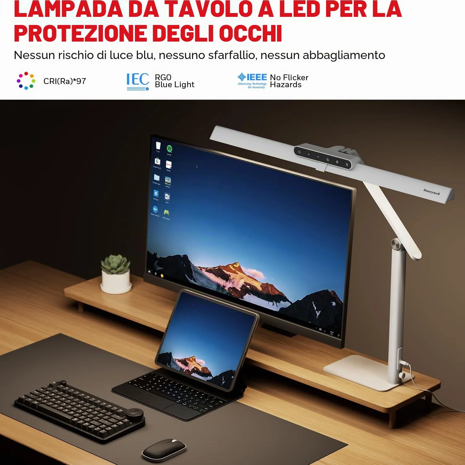Honeywell HJ1WT lampada scrivania LED bianca 1200 lm
