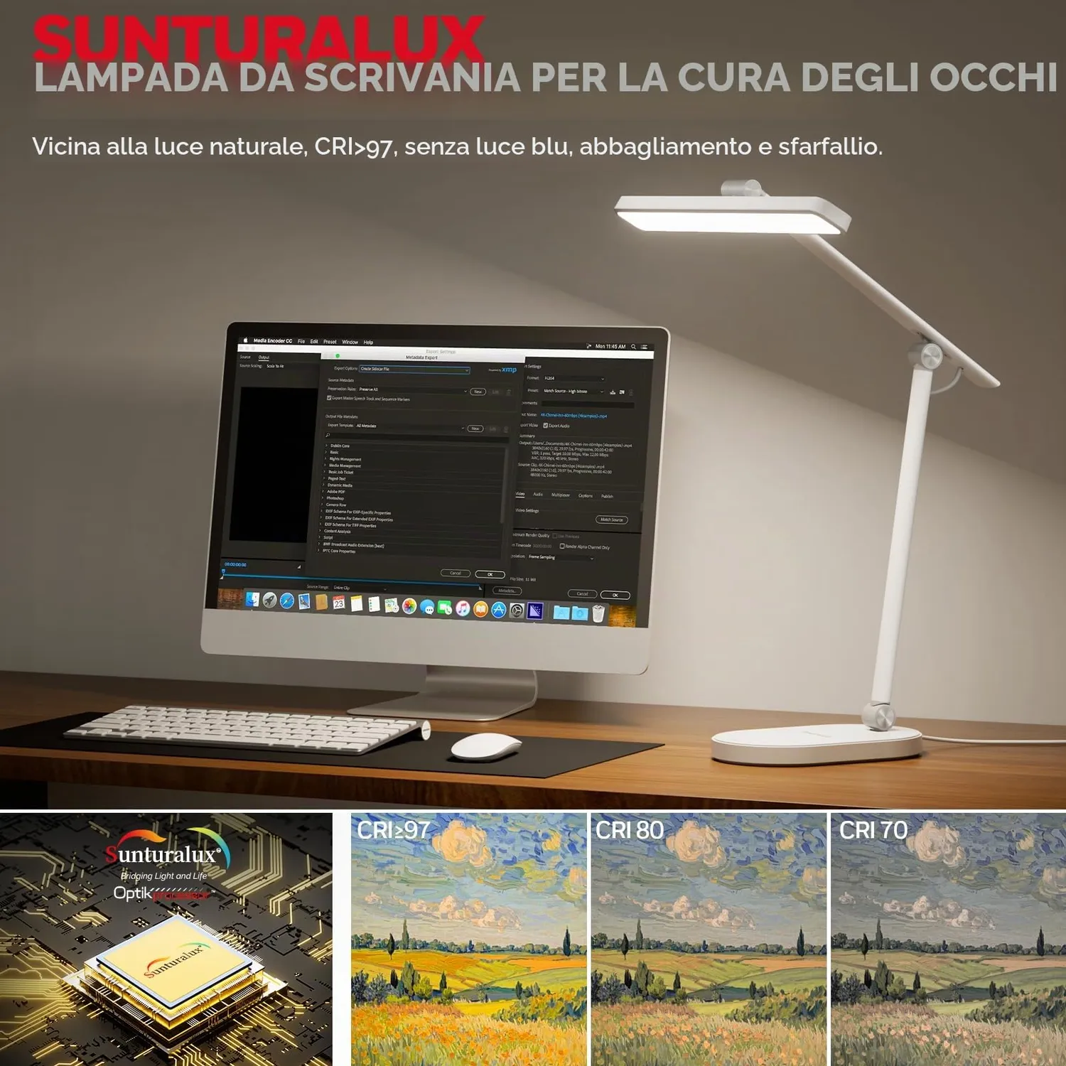 Honeywell HWT-H4 lampada scrivania LED bianca dimmerabile CRI97