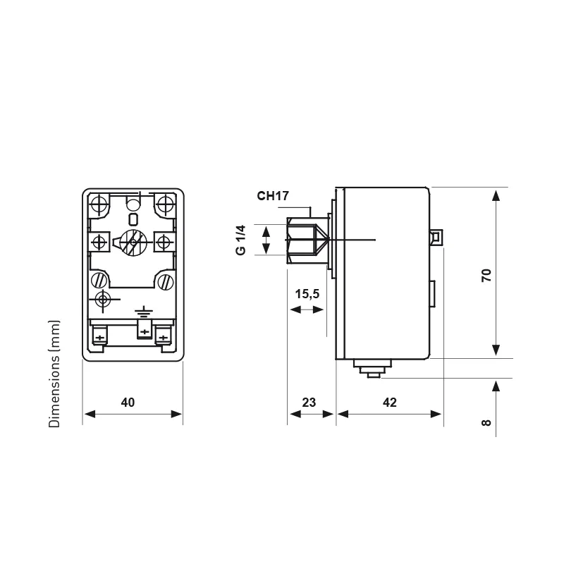 Fantini Cosmi B01 RI pressostato fluidi gas inerti