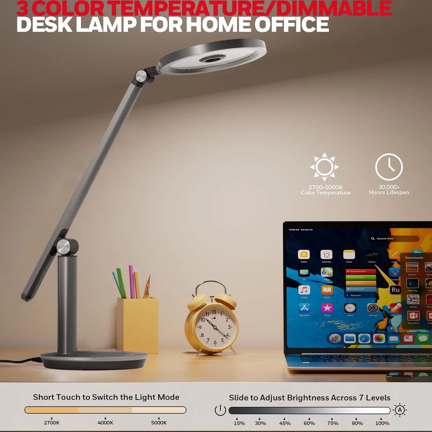 Honeywell H6 Lampada da Scrivania LED Grigia 3 Colori