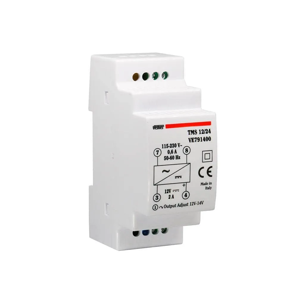 Vemer TMS 12/48 alimentatore 12V 48W barra DIN stabilizzato